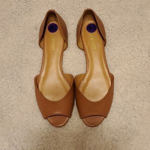 Peep Toe Slip On Flats